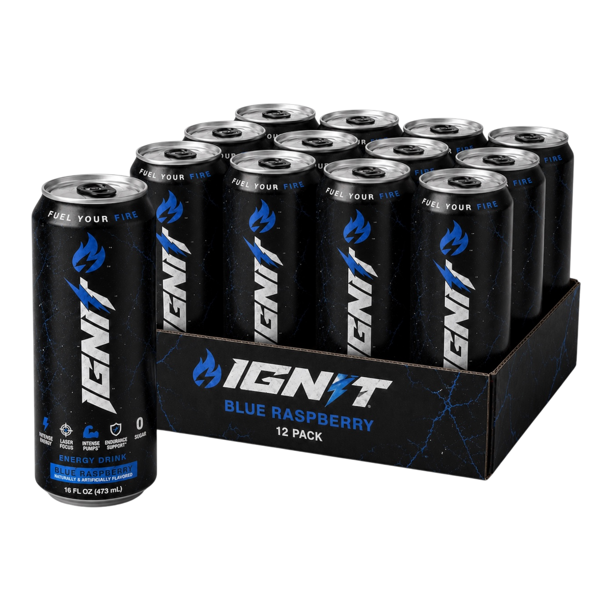 IGNIT ENERGY DRINKS (BLUE RASPBERRY) - 16 OZ 12-PACK